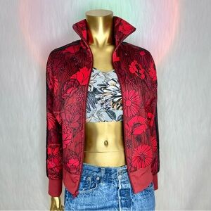 RARE Adidas Originals Firebird Track Top Women S Red Black Floral Print Jacket